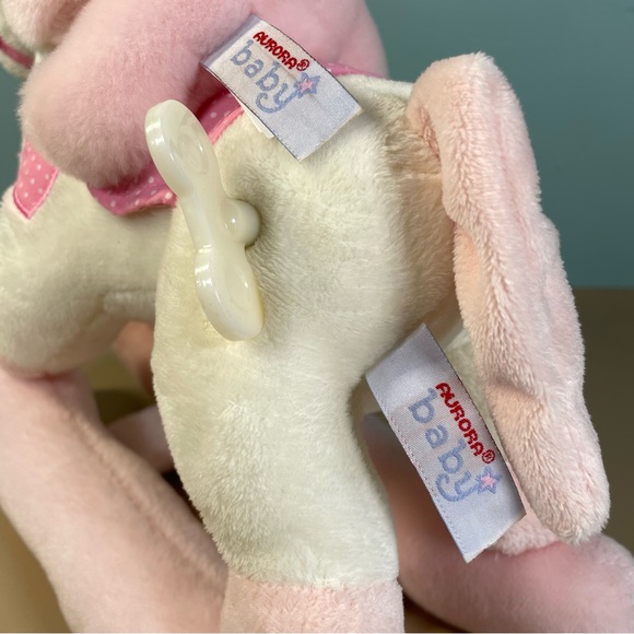 Aurora Baby Girl Lullaby Wind Up Rocking Horse 12” White Pink Plush WORKS! - Picture 7 of 10